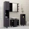 vidaXL 3 Piece Bathroom Furniture Set High Gloss Grey Chipboard vidaXL 3 Piece Bathroom Furniture Set High Gloss Grey Chipboard