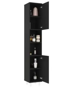 vidaXL 3 Piece Bathroom Furniture Set Black Chipboard