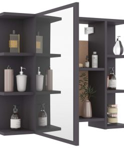 vidaXL 3 Piece Bathroom Furniture Set Grey Chipboard