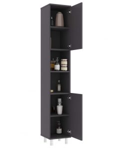 vidaXL 3 Piece Bathroom Furniture Set Grey Chipboard