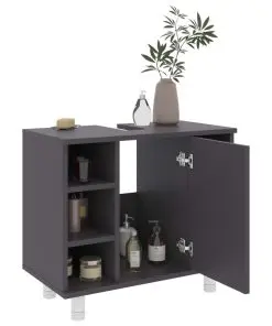 vidaXL 3 Piece Bathroom Furniture Set Grey Chipboard