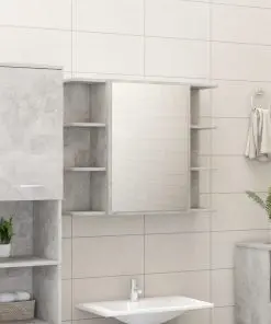 vidaXL 3 Piece Bathroom Furniture Set Concrete Grey Chipboard