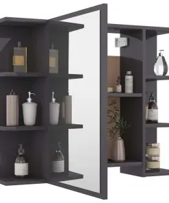 vidaXL 3 Piece Bathroom Furniture Set High Gloss Grey Chipboard