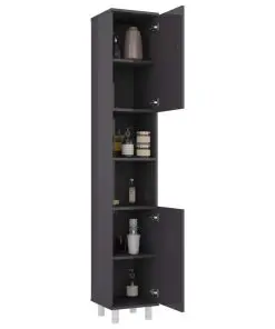 vidaXL 3 Piece Bathroom Furniture Set High Gloss Grey Chipboard