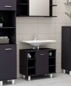 vidaXL 3 Piece Bathroom Furniture Set High Gloss Grey Chipboard