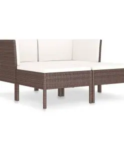 vidaXL 4 Piece Garden Lounge Set with Cushions Poly Rattan Brown