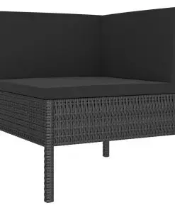 vidaXL 4 Piece Garden Lounge Set with Cushions Poly Rattan Black