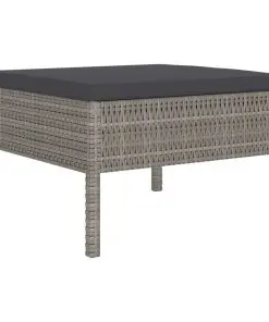 vidaXL 4 Piece Garden Lounge Set with Cushions Poly Rattan Grey