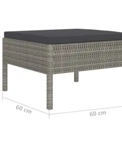 vidaXL 4 Piece Garden Lounge Set with Cushions Poly Rattan Grey