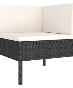 vidaXL 10 Piece Garden Lounge Set with Cushions Poly Rattan Black