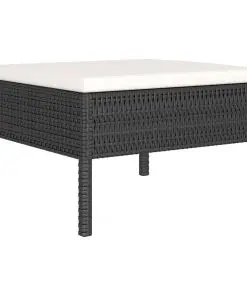 vidaXL 10 Piece Garden Lounge Set with Cushions Poly Rattan Black