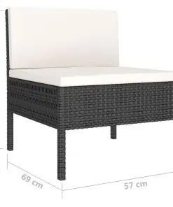 vidaXL 10 Piece Garden Lounge Set with Cushions Poly Rattan Black