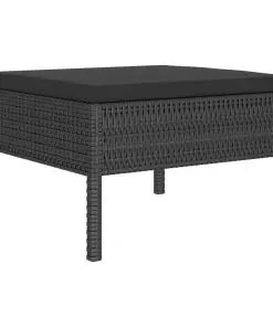 vidaXL 10 Piece Garden Lounge Set with Cushions Poly Rattan Black