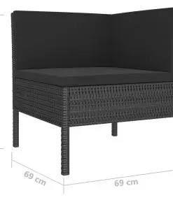 vidaXL 10 Piece Garden Lounge Set with Cushions Poly Rattan Black