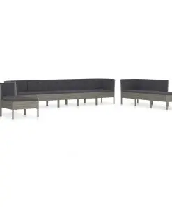 vidaXL 10 Piece Garden Lounge Set with Cushions Poly Rattan Grey
