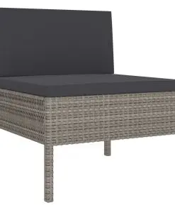 vidaXL 10 Piece Garden Lounge Set with Cushions Poly Rattan Grey