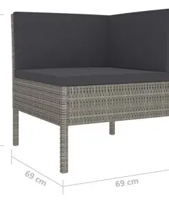 vidaXL 10 Piece Garden Lounge Set with Cushions Poly Rattan Grey