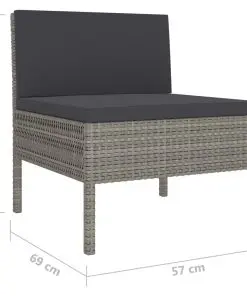 vidaXL 10 Piece Garden Lounge Set with Cushions Poly Rattan Grey
