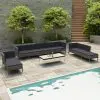 vidaXL 10 Piece Garden Lounge Set with Cushions Poly Rattan Grey