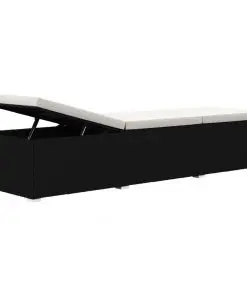 vidaXL 3 Piece Garden Sun Loungers with Tea Table Poly Rattan Black