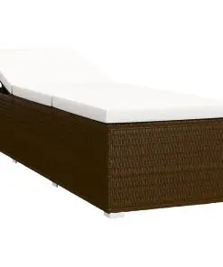 vidaXL 3 Piece Garden Sun Loungers with Tea Table Poly Rattan Brown