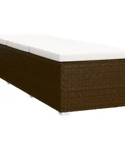 vidaXL 3 Piece Garden Sun Loungers with Tea Table Poly Rattan Brown