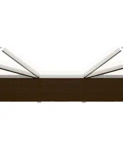 vidaXL 3 Piece Garden Sun Loungers with Tea Table Poly Rattan Brown