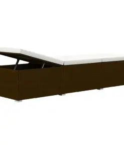 vidaXL 3 Piece Garden Sun Loungers with Tea Table Poly Rattan Brown