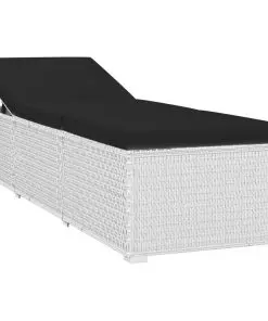 vidaXL 3 Piece Garden Sun Loungers with Tea Table Poly Rattan White