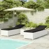 vidaXL 3 Piece Garden Sun Loungers with Tea Table Poly Rattan White
