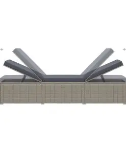 vidaXL 3 Piece Garden Sun Loungers with Tea Table Poly Rattan Grey