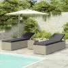 vidaXL 3 Piece Garden Sun Loungers with Tea Table Poly Rattan Grey