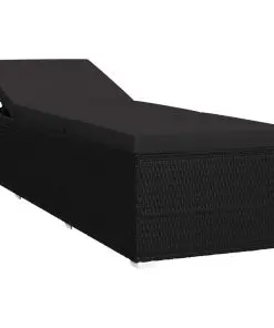 vidaXL 3 Piece Garden Sun Loungers with Tea Table Poly Rattan Black