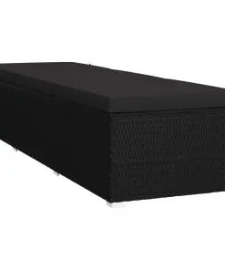 vidaXL 3 Piece Garden Sun Loungers with Tea Table Poly Rattan Black