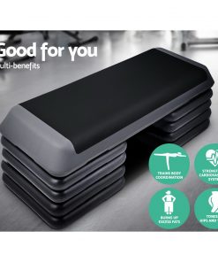 Everfit Aerobic Step Exercise Stepper Risers Gym Cardio Fitness 5 Level Bench