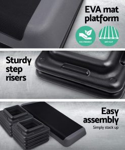 Everfit Aerobic Step Exercise Stepper Risers Gym Cardio Fitness 5 Level Bench
