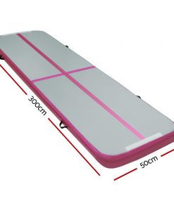 Everfit 3m x 1m Air Track Mat Gymnastic Tumbling Pink and Grey
