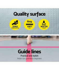 Everfit 3m x 1m Air Track Mat Gymnastic Tumbling Pink and Grey