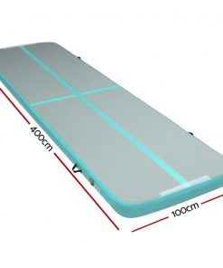 Everfit 3m x 1m Air Track Mat Gymnastic Tumbling Mint Green and Grey