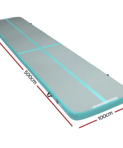 Everfit GoFun 5X1M Inflatable Air Track Mat Tumbling Floor Home Gymnastics Green