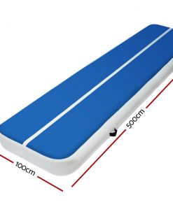 5m x 1m Inflatable Air Track Mat 20cm Thick Gymnastic Tumbling Blue And White