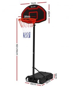 Everfit 2.1M Adjustable Portable Basketball Stand Hoop System Rim Black