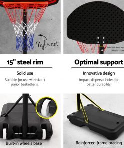 Everfit 2.1M Adjustable Portable Basketball Stand Hoop System Rim Black