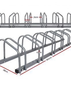 1 – 6 Bike Floor Parking Rack Instant Storage Stand Bicycle Cycling Portable Racks Silver