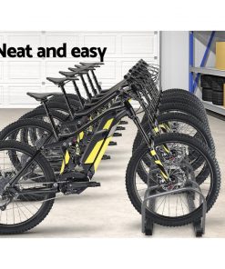 1 – 6 Bike Floor Parking Rack Instant Storage Stand Bicycle Cycling Portable Racks Silver