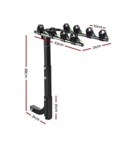 Giantz Bike Carrier 4 Bicycle Car Rear Rack Hitch Mount 2" Towbar Foldable Steel