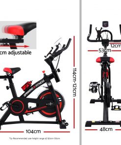 Spin Exercise Bike Flywheel Fitness Commercial Home Workout Gym Machine Bonus Phone Holder Black