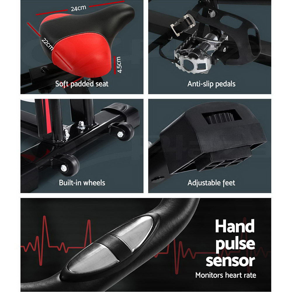 Spin Exercise Bike Flywheel Fitness Commercial Home Workout Gym Machine Bonus Phone Holder Black