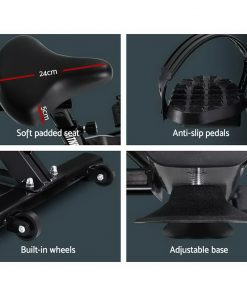 Spin Exercise Bike Flywheel Fitness Commercial Home Workout Gym Phone Holder Black