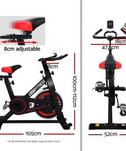Everfit Spin Exercise Bike Cycling Fitness Commercial Home Workout Gym Black